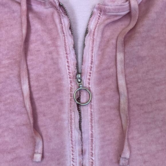 Ulla Popken Sz 28/30 Distressed Pink Full-zip Hooded Sweatshirt with Rhinestones - Picture 9 of 16